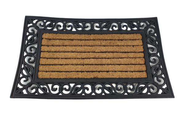 Relief Gummi Fußmatte mit Kokoseinlage rechteckig